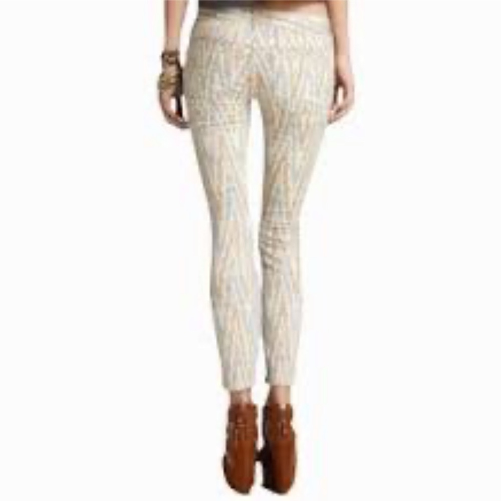 [3 for 20 Jeans]: Womens Jeans Free People Ivory Ikat Cropped Skinny Jeans - Picture 2 of 10